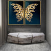 Golden Crystal Butterfly Duo Framed Wall Art - Decor Home