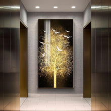 Load image into Gallery viewer, GleamingWoodland: Golden Trees Glass Framed Wall Art - Decor Home
